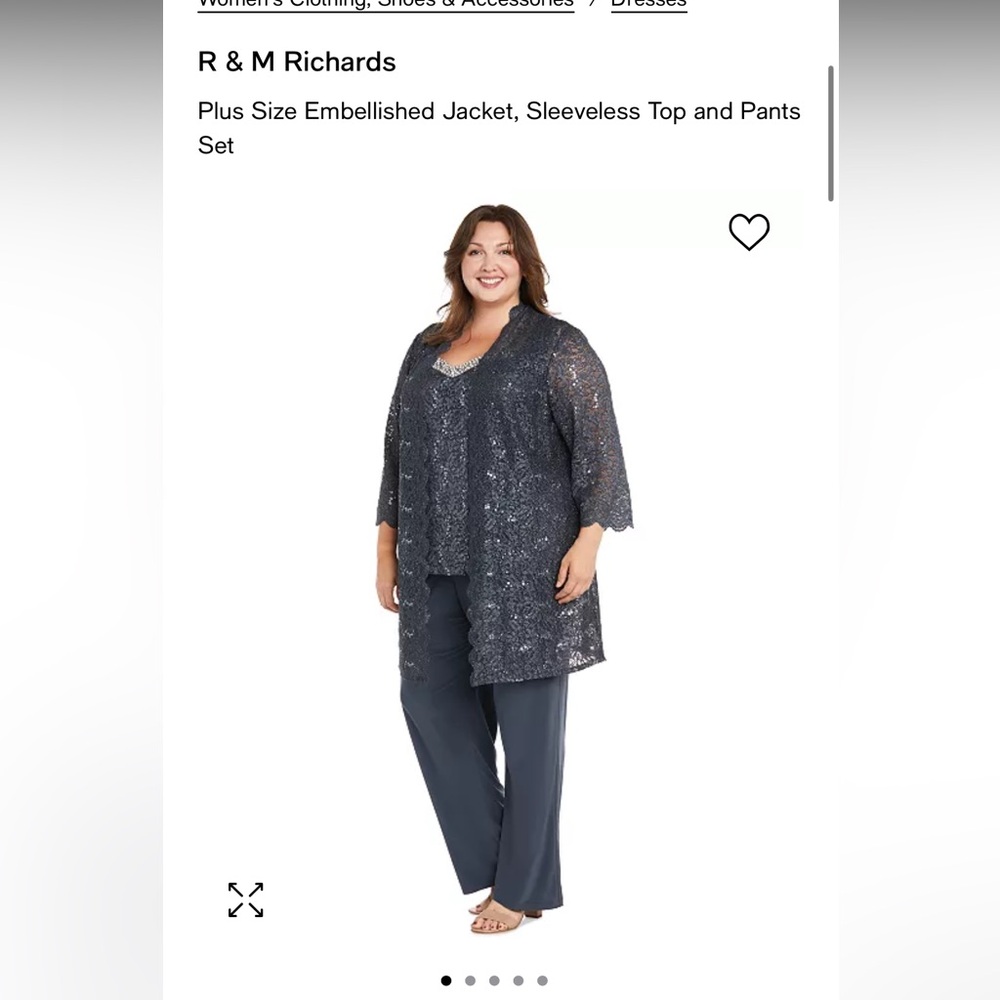 R & M Richards- Embellished Jacket, Sleeveless Top and Pants Set Size 18w